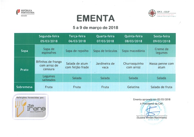 EMENTA DE 5 DE MARÇO A 9 DE MARÇO